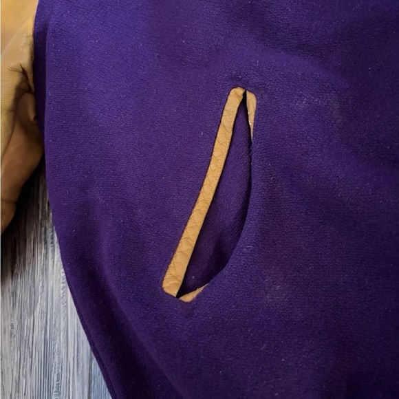 2002 Holloway Letterman Jacket Womens Lg Purple Mustard Eagles Speech Band Cheer - Picture 8 of 8